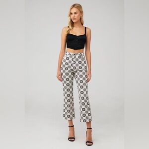Rolla’s Bootcut Crop High Rise Black and White Plaza Patterned Ankle Pants